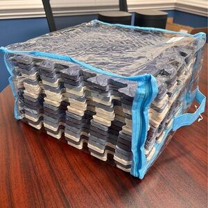 Interlocking Foam Floor Tiles - Navy, Gray & Cream